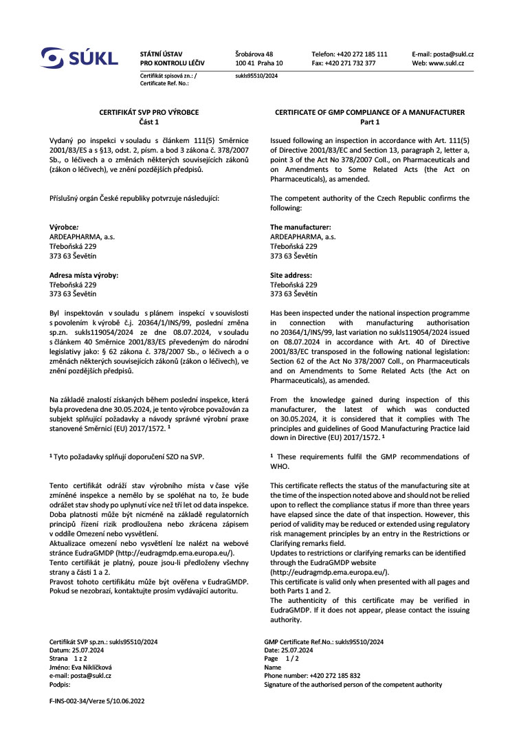 certifikat-SVP-2026 Certifikát GMP 2022